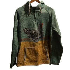 Rooster multicolor hooded sweatshirt Size 2XL